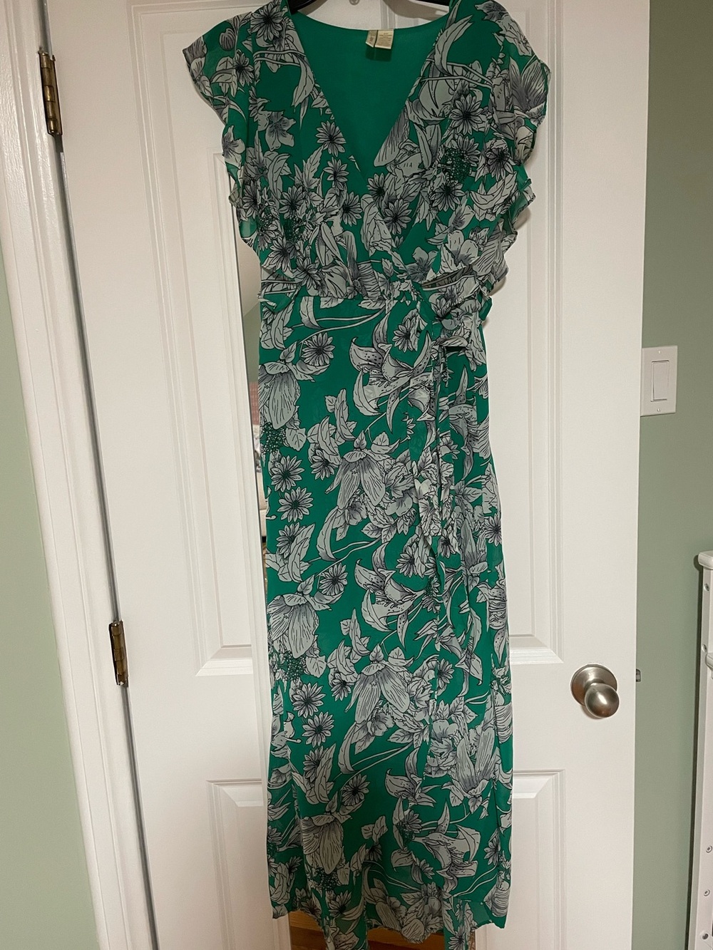 Japna Emerald Green Floral Wrap Maxi Dress